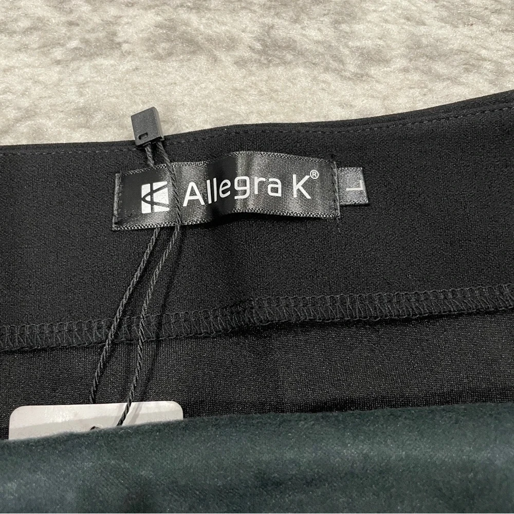 NWT Allegra K Black High Waist Faux Leather Asymmetrical Hem Mini Skirt
